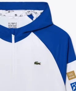 Lacoste Sportbekleidung>Unisex Sport Windjacke Zum Uberziehen Mit Olympia-Logo Blau / Weis / Grun Ti6