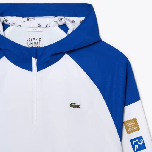 Lacoste Sportbekleidung>Unisex Sport Windjacke Zum Uberziehen Mit Olympia-Logo Blau / Weis / Grun Ti6