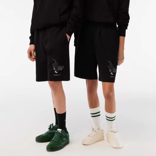 Lacoste Hosen & Shorts>Unisex X Netflix Fleece-Shorts Aus Bio-Baumwolle Schwarz 031