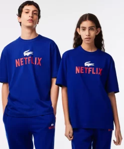 Lacoste T-Shirts>Unisex X Netflix T-Shirt Aus Bio-Baumwolle Kobaltblau Jq0