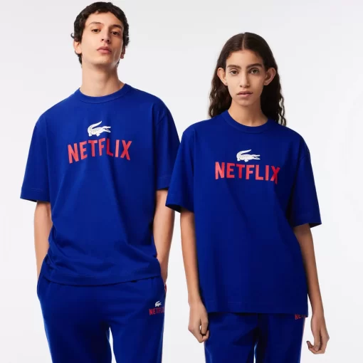 Lacoste T-Shirts>Unisex X Netflix T-Shirt Aus Bio-Baumwolle Kobaltblau Jq0