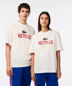 Lacoste T-Shirts>Unisex X Netflix T-Shirt Aus Bio-Baumwolle Weis 70V