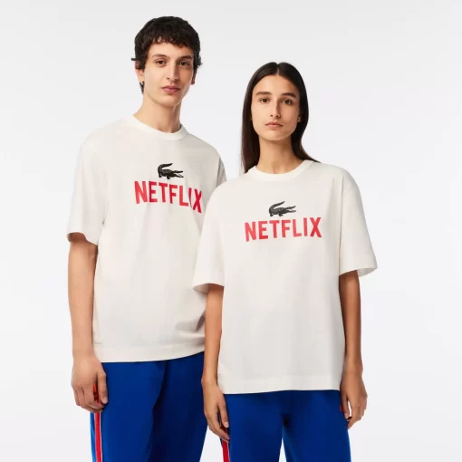 Lacoste T-Shirts>Unisex X Netflix T-Shirt Aus Bio-Baumwolle Weis 70V