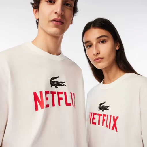 Lacoste T-Shirts>Unisex X Netflix T-Shirt Aus Bio-Baumwolle Weis 70V