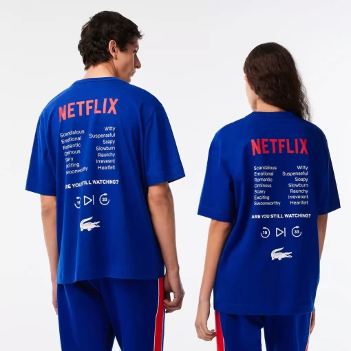 Lacoste T-Shirts>Unisex X Netflix T-Shirt Aus Bio-Baumwolle Kobaltblau Jq0