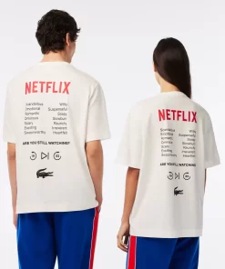 Lacoste T-Shirts>Unisex X Netflix T-Shirt Aus Bio-Baumwolle Weis 70V