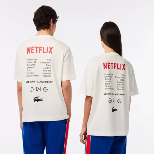 Lacoste T-Shirts>Unisex X Netflix T-Shirt Aus Bio-Baumwolle Weis 70V