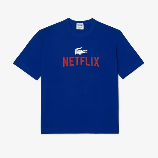 Lacoste T-Shirts>Unisex X Netflix T-Shirt Aus Bio-Baumwolle Kobaltblau Jq0