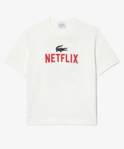 Lacoste T-Shirts>Unisex X Netflix T-Shirt Aus Bio-Baumwolle Weis 70V