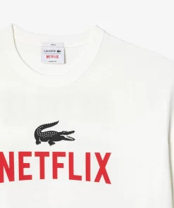 Lacoste T-Shirts>Unisex X Netflix T-Shirt Aus Bio-Baumwolle Weis 70V