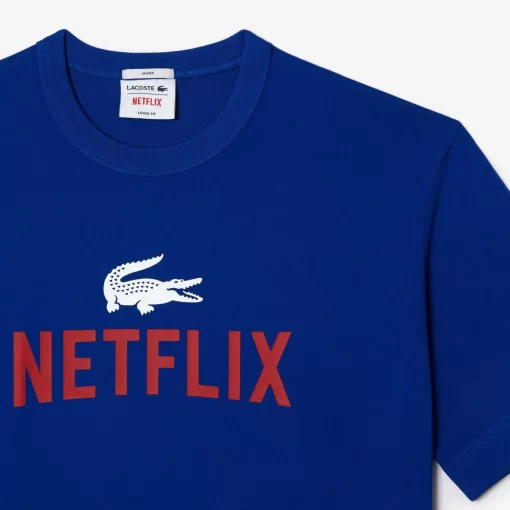 Lacoste T-Shirts>Unisex X Netflix T-Shirt Aus Bio-Baumwolle Kobaltblau Jq0