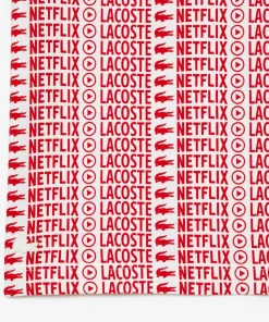 Lacoste T-Shirts>Unisex X Netflix T-Shirt Mit Aufdruck Weis / Rot Me4