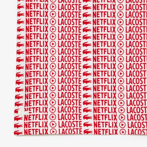 Lacoste T-Shirts>Unisex X Netflix T-Shirt Mit Aufdruck Weis / Rot Me4