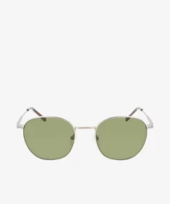 Lacoste Sonnenbrillen>Unisex Ovale Sonnenbrille Aus Metall Silver/Havana 040