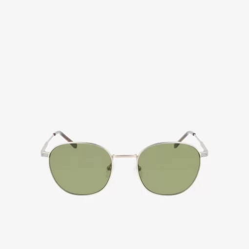 Lacoste Sonnenbrillen>Unisex Ovale Sonnenbrille Aus Metall Silver/Havana 040