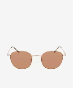 Lacoste Sonnenbrillen>Unisex Ovale Sonnenbrille Aus Metall Matte Gold 710