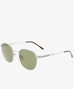 Lacoste Sonnenbrillen>Unisex Ovale Sonnenbrille Aus Metall Silver/Havana 040