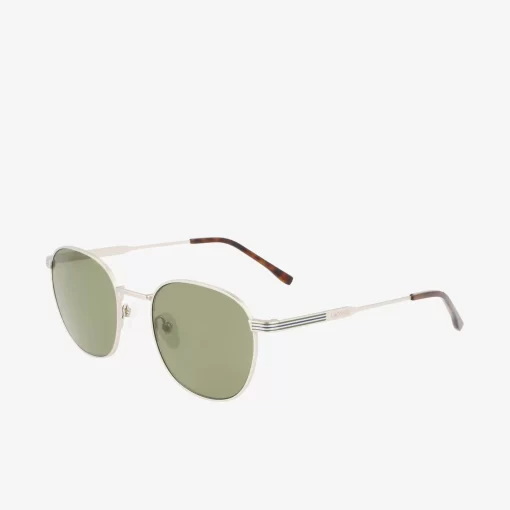 Lacoste Sonnenbrillen>Unisex Ovale Sonnenbrille Aus Metall Silver/Havana 040