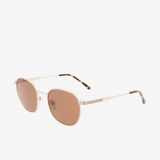 Lacoste Sonnenbrillen>Unisex Ovale Sonnenbrille Aus Metall Matte Gold 710