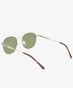 Lacoste Sonnenbrillen>Unisex Ovale Sonnenbrille Aus Metall Silver/Havana 040