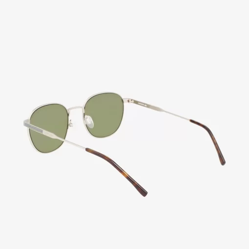 Lacoste Sonnenbrillen>Unisex Ovale Sonnenbrille Aus Metall Silver/Havana 040