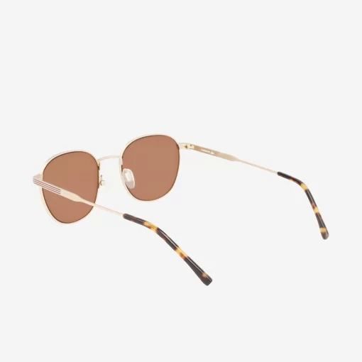 Lacoste Sonnenbrillen>Unisex Ovale Sonnenbrille Aus Metall Matte Gold 710