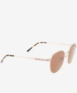 Lacoste Sonnenbrillen>Unisex Ovale Sonnenbrille Aus Metall Matte Gold 710