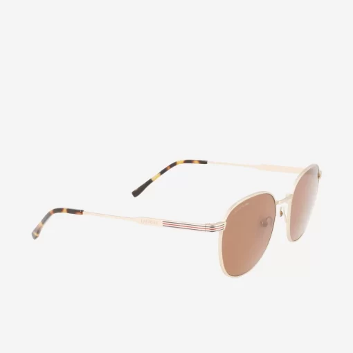 Lacoste Sonnenbrillen>Unisex Ovale Sonnenbrille Aus Metall Matte Gold 710