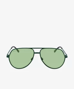 Lacoste Sonnenbrillen>Unisex Signature 101 Pilot-Sonnenbrille Aus Metall Matte Green 301