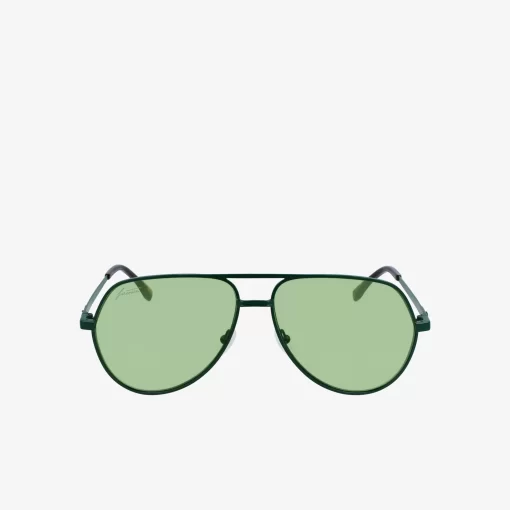 Lacoste Sonnenbrillen>Unisex Signature 101 Pilot-Sonnenbrille Aus Metall Matte Green 301