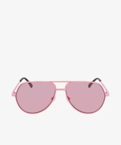 Lacoste Sonnenbrillen>Unisex Signature 101 Pilot-Sonnenbrille Aus Metall Havana Rose 610