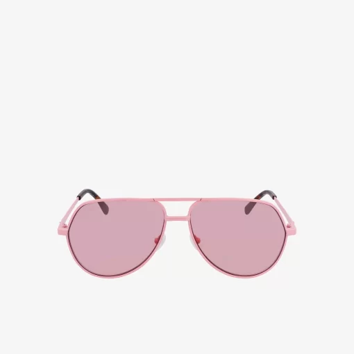 Lacoste Sonnenbrillen>Unisex Signature 101 Pilot-Sonnenbrille Aus Metall Havana Rose 610