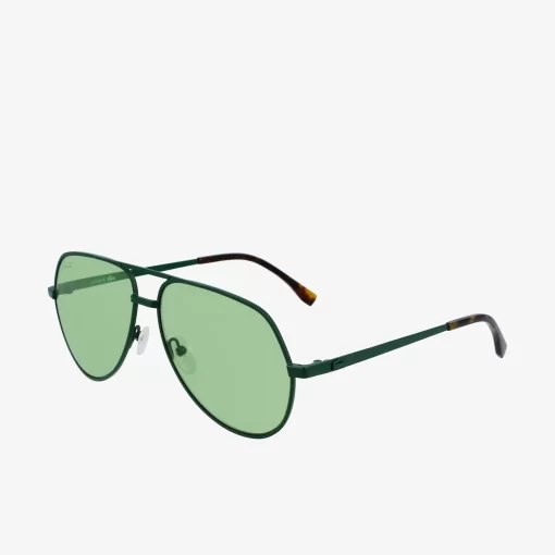 Lacoste Sonnenbrillen>Unisex Signature 101 Pilot-Sonnenbrille Aus Metall Matte Green 301