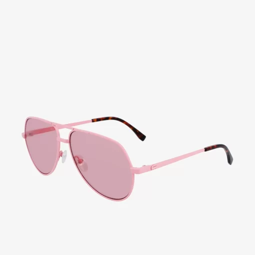 Lacoste Sonnenbrillen>Unisex Signature 101 Pilot-Sonnenbrille Aus Metall Havana Rose 610