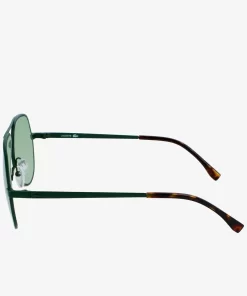 Lacoste Sonnenbrillen>Unisex Signature 101 Pilot-Sonnenbrille Aus Metall Matte Green 301