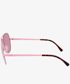 Lacoste Sonnenbrillen>Unisex Signature 101 Pilot-Sonnenbrille Aus Metall Havana Rose 610