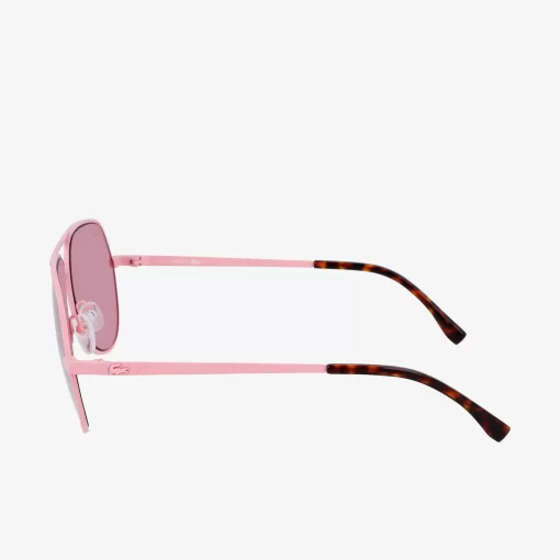 Lacoste Sonnenbrillen>Unisex Signature 101 Pilot-Sonnenbrille Aus Metall Havana Rose 610