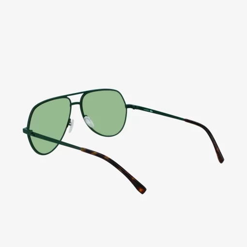 Lacoste Sonnenbrillen>Unisex Signature 101 Pilot-Sonnenbrille Aus Metall Matte Green 301