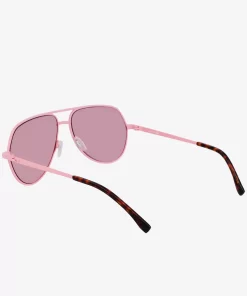 Lacoste Sonnenbrillen>Unisex Signature 101 Pilot-Sonnenbrille Aus Metall Havana Rose 610