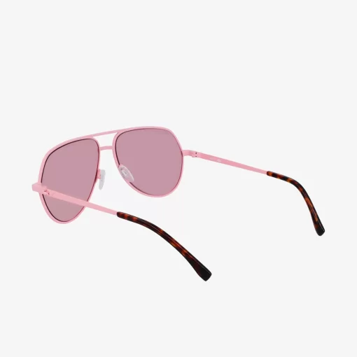 Lacoste Sonnenbrillen>Unisex Signature 101 Pilot-Sonnenbrille Aus Metall Havana Rose 610