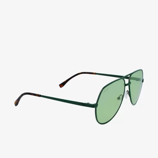 Lacoste Sonnenbrillen>Unisex Signature 101 Pilot-Sonnenbrille Aus Metall Matte Green 301