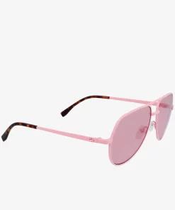 Lacoste Sonnenbrillen>Unisex Signature 101 Pilot-Sonnenbrille Aus Metall Havana Rose 610