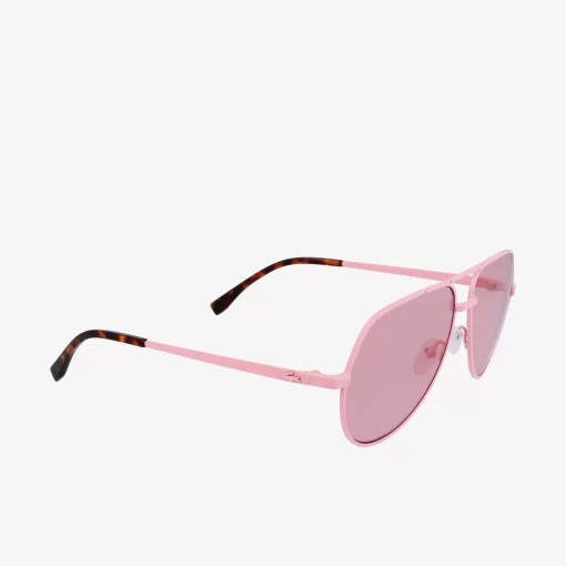 Lacoste Sonnenbrillen>Unisex Signature 101 Pilot-Sonnenbrille Aus Metall Havana Rose 610