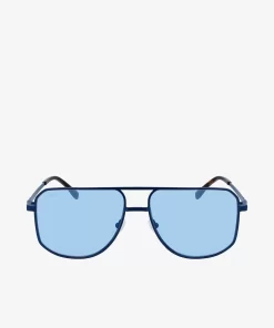 Lacoste Sonnenbrillen>Unisex Signature 101 Sonnenbrille Aus Metall Matte Blue 401