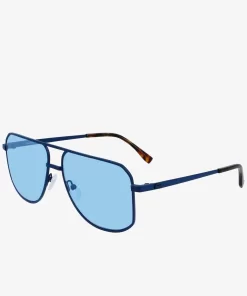 Lacoste Sonnenbrillen>Unisex Signature 101 Sonnenbrille Aus Metall Matte Blue 401