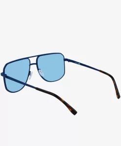 Lacoste Sonnenbrillen>Unisex Signature 101 Sonnenbrille Aus Metall Matte Blue 401