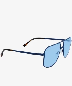 Lacoste Sonnenbrillen>Unisex Signature 101 Sonnenbrille Aus Metall Matte Blue 401