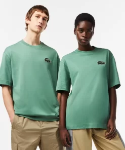 Lacoste T-Shirts>Unisex T-Shirt Aus Bio-Baumwolle Mit Grosem Krokodil Khaki Grun Kx5