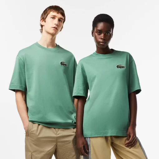 Lacoste T-Shirts>Unisex T-Shirt Aus Bio-Baumwolle Mit Grosem Krokodil Khaki Grun Kx5