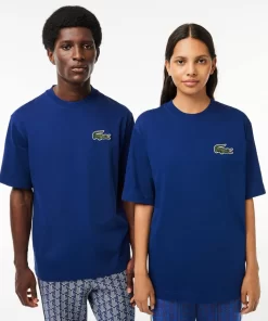 Lacoste T-Shirts>Unisex T-Shirt Aus Bio-Baumwolle Mit Grosem Krokodil Navy Blau F9F